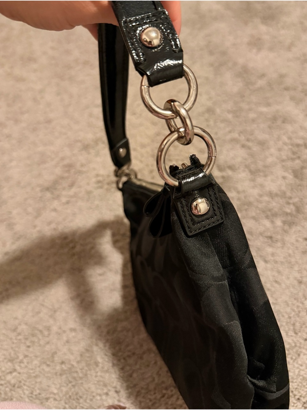 Coach Black Poppy Shoulder Bag with Heart Charm - Picture 6 of 12